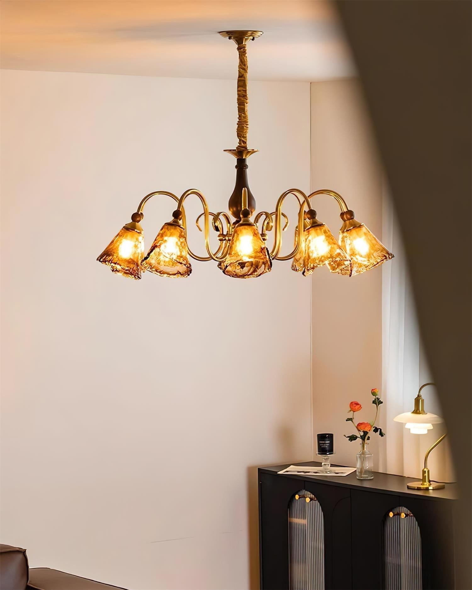 Amber-Bloom Chandelier