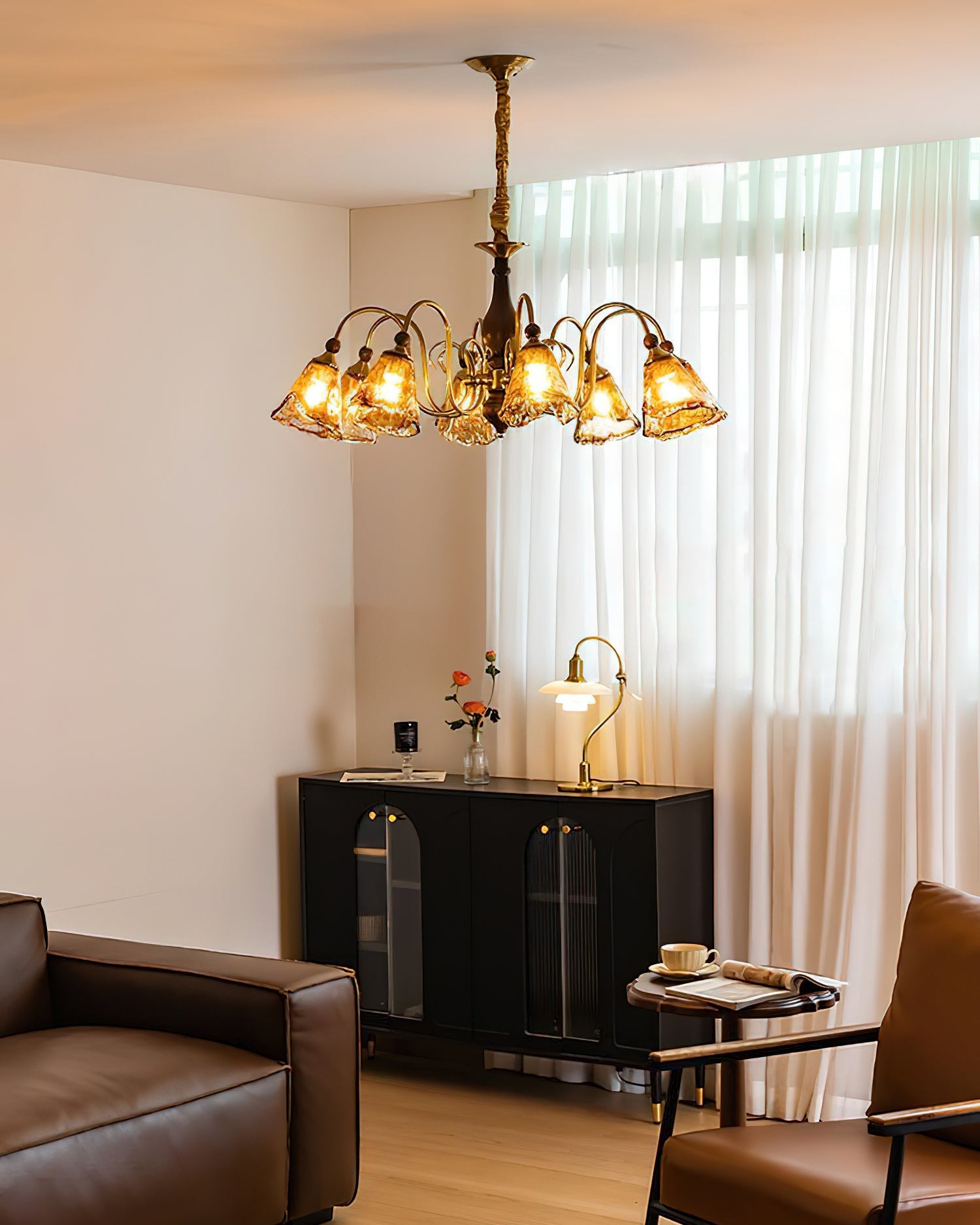 Amber-Bloom Chandelier