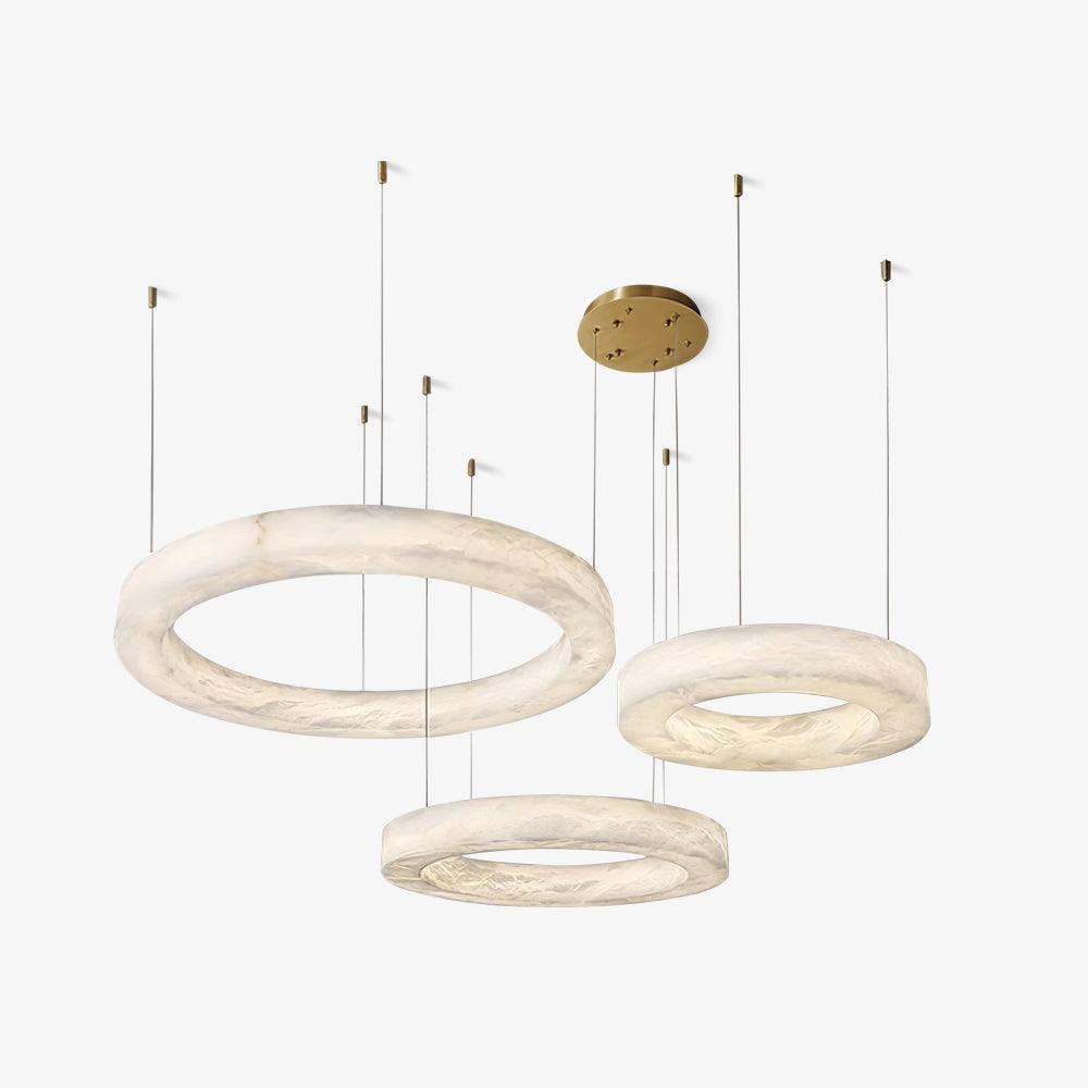 Vaelen Alabaster Multi-Ring Pendant Light-Neutral Decor