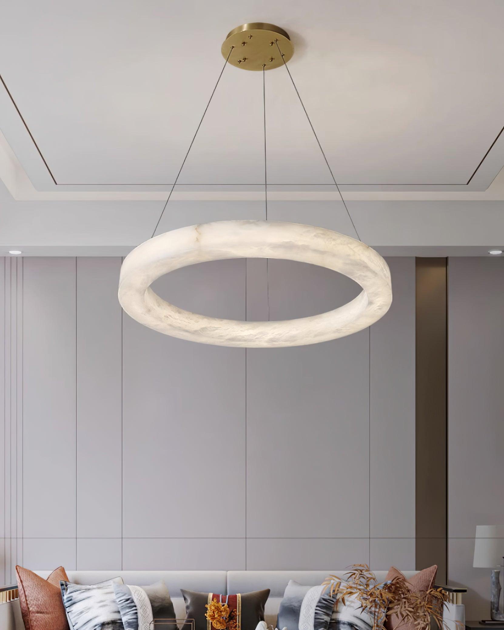 Vaelen Alabaster Multi-Ring Pendant Light-Neutral Decor