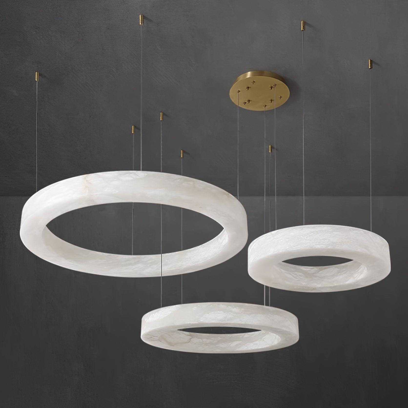 Vaelen Alabaster Multi-Ring Pendant Light-Neutral Decor