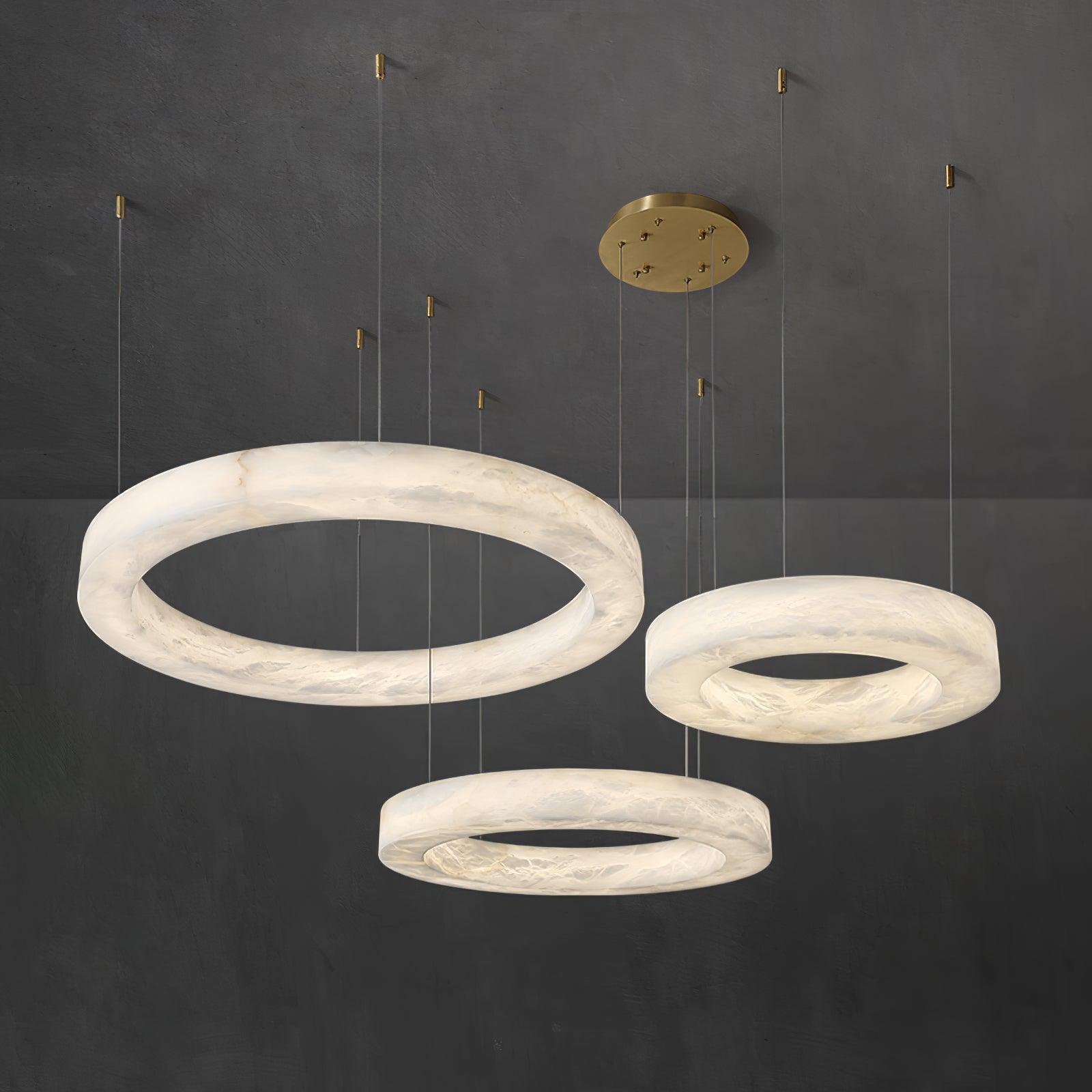Vaelen Alabaster Multi-Ring Pendant Light-Neutral Decor