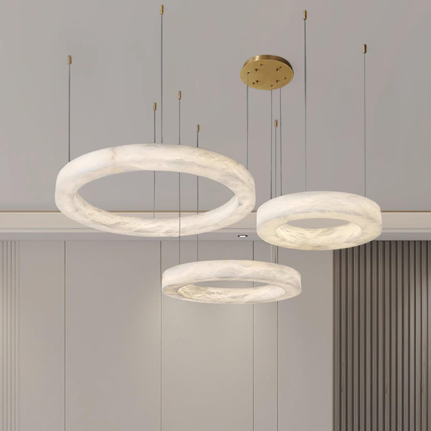 Vaelen Alabaster Multi-Ring Pendant Light-Neutral Decor