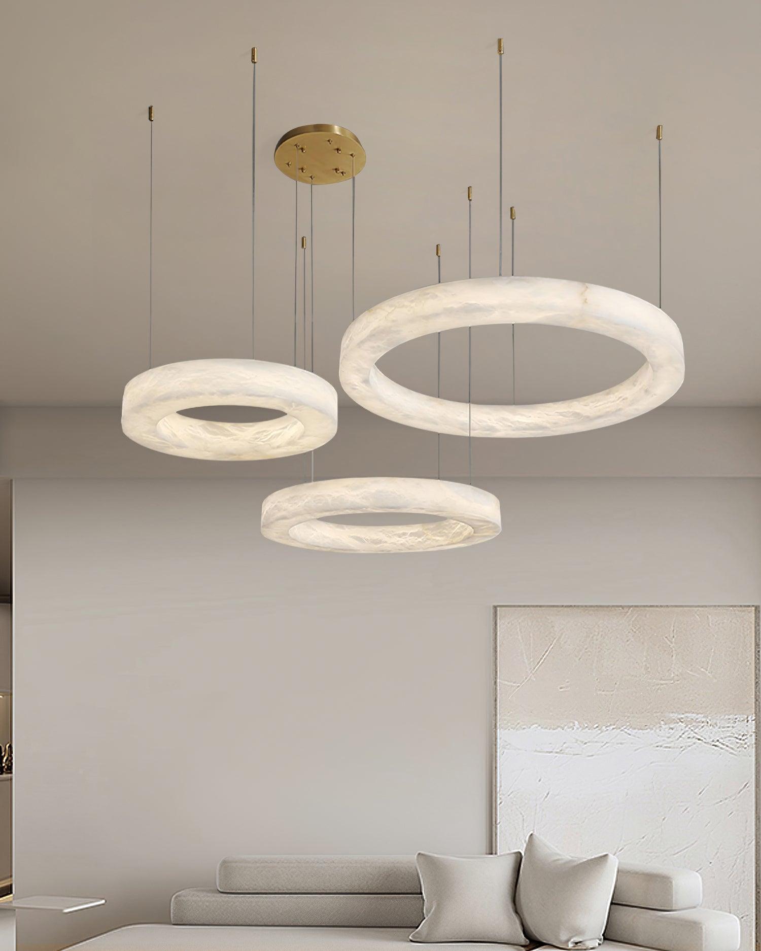 Vaelen Alabaster Multi-Ring Pendant Light-Neutral Decor
