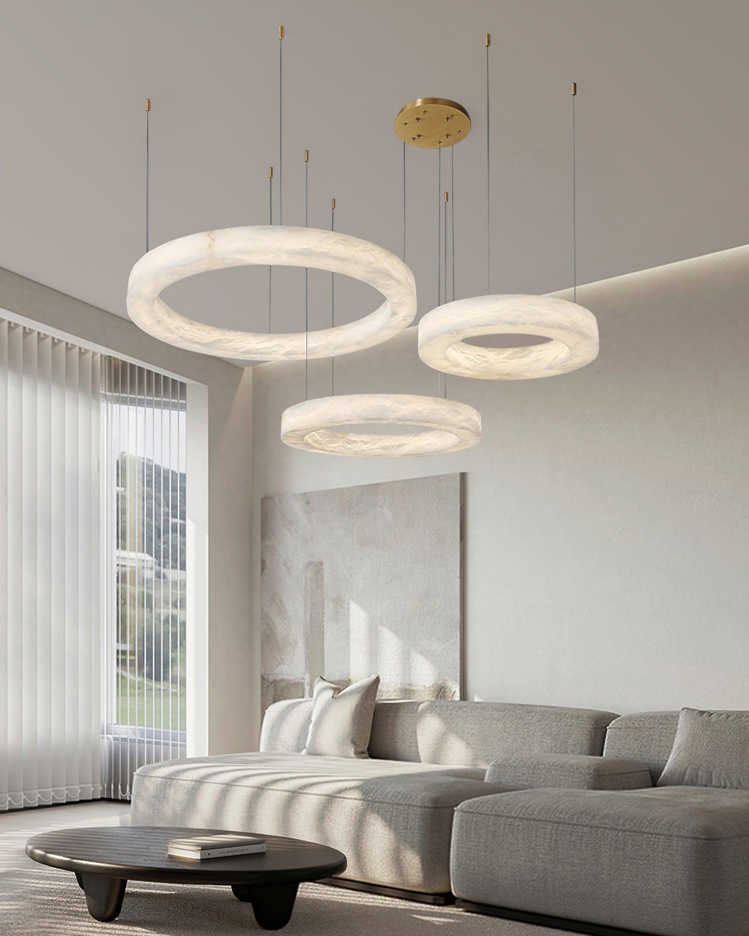 Vaelen Alabaster Multi-Ring Pendant Light-Neutral Decor