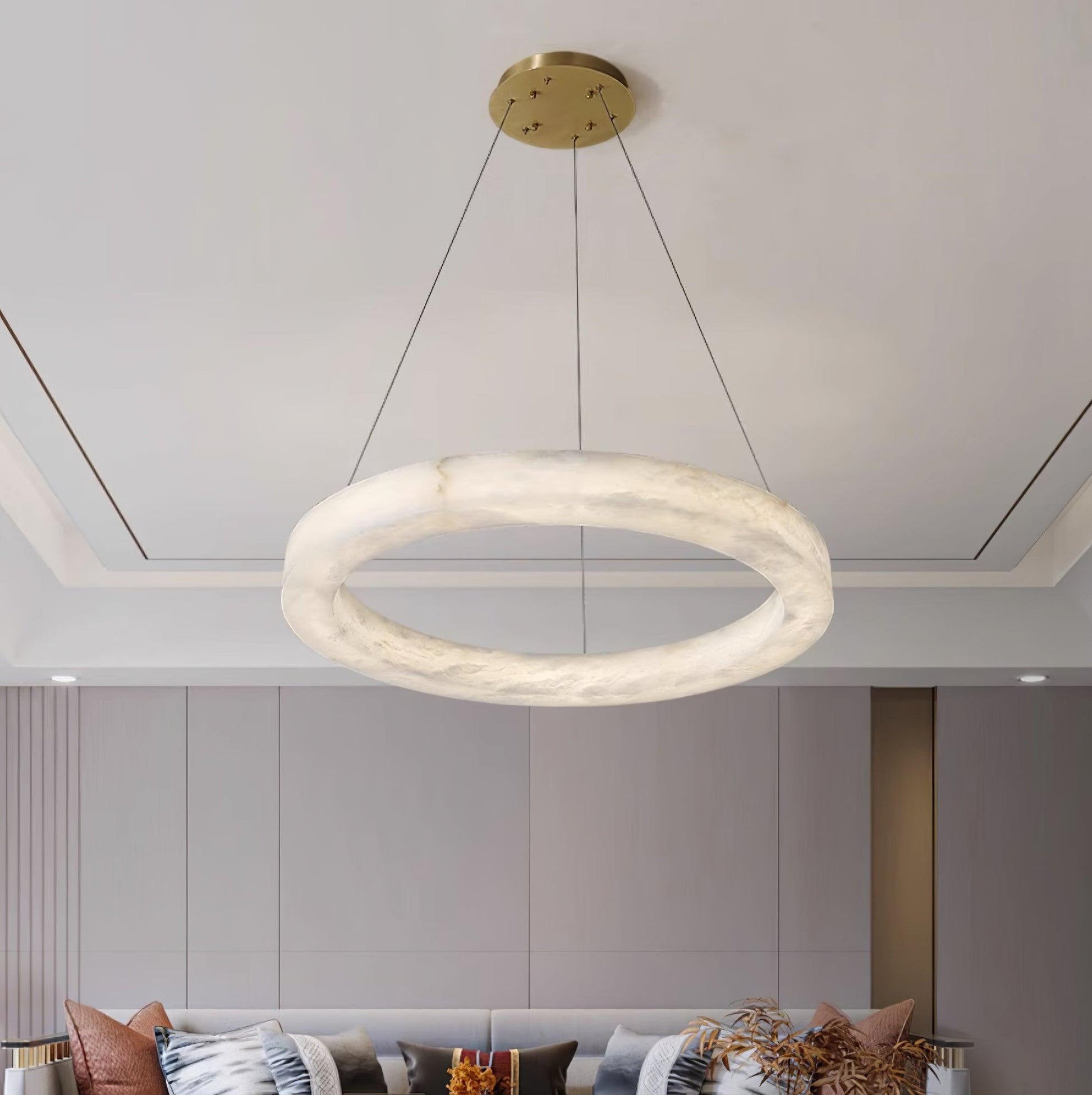 Vaelen Alabaster Multi-Ring Pendant Light-Neutral Decor