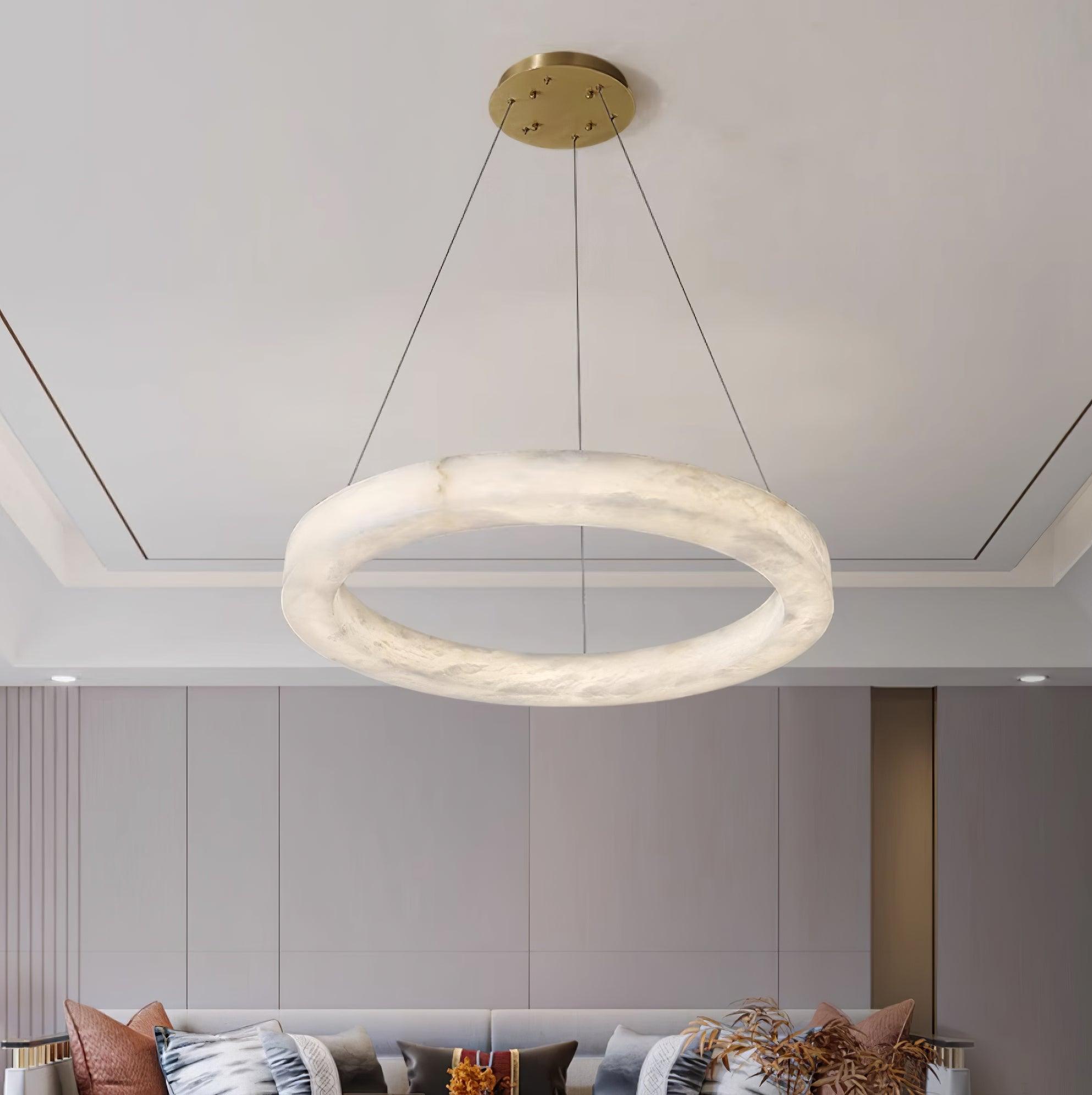 Vaelen Alabaster Multi-Ring Pendant Light-Neutral Decor