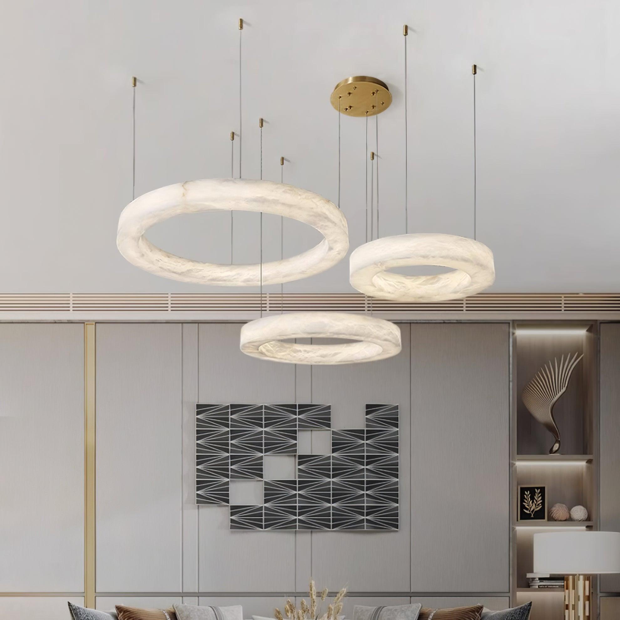Vaelen Alabaster Multi-Ring Pendant Light-Neutral Decor
