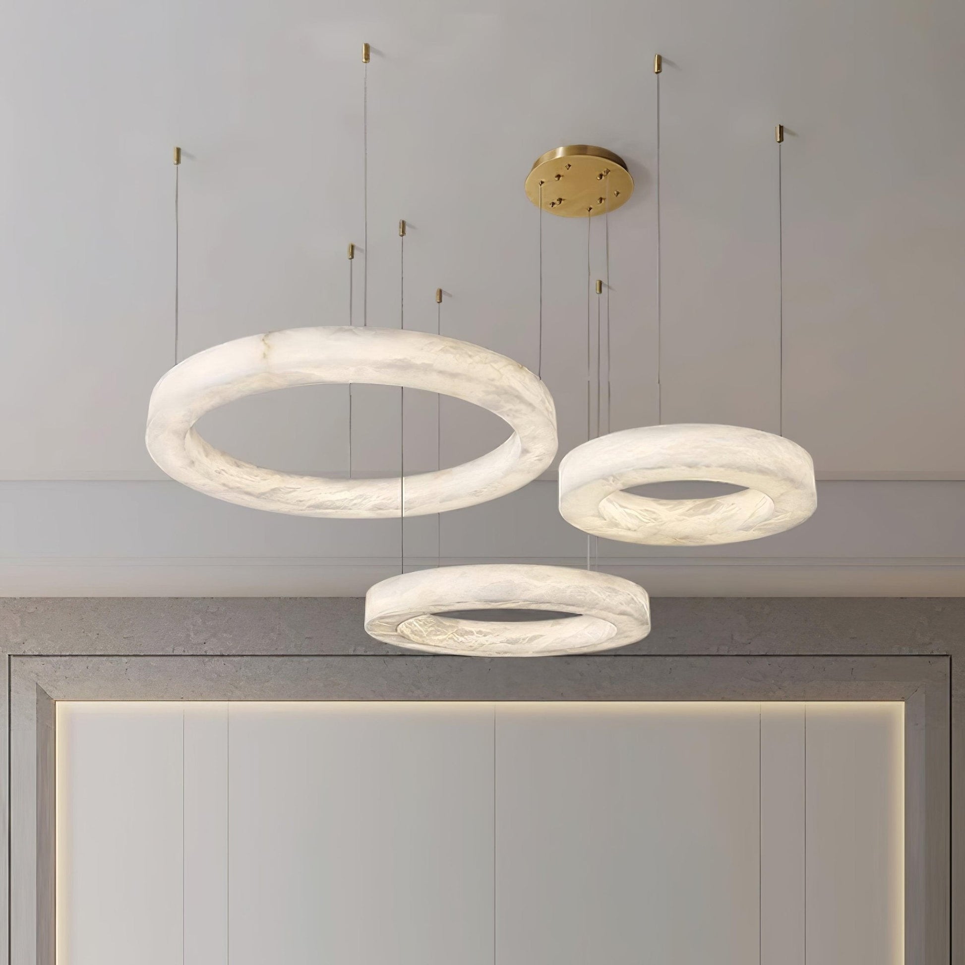 Vaelen Alabaster Multi-Ring Pendant Light-Neutral Decor