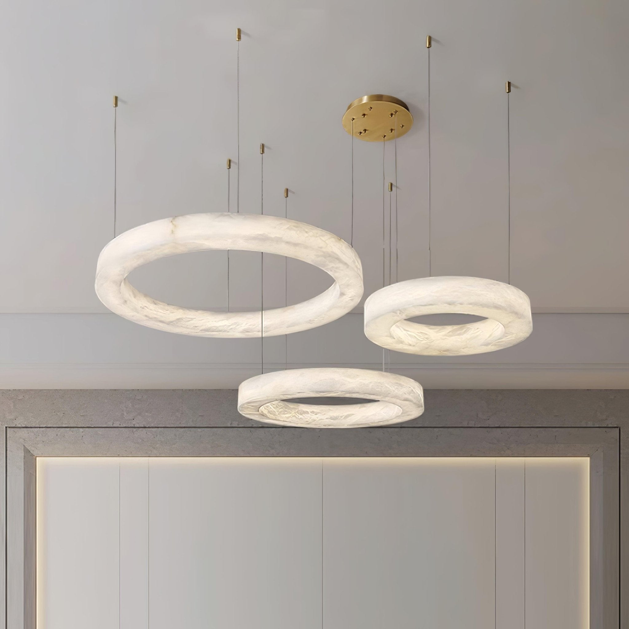 Vaelen Alabaster Multi-Ring Pendant Light-Neutral Decor