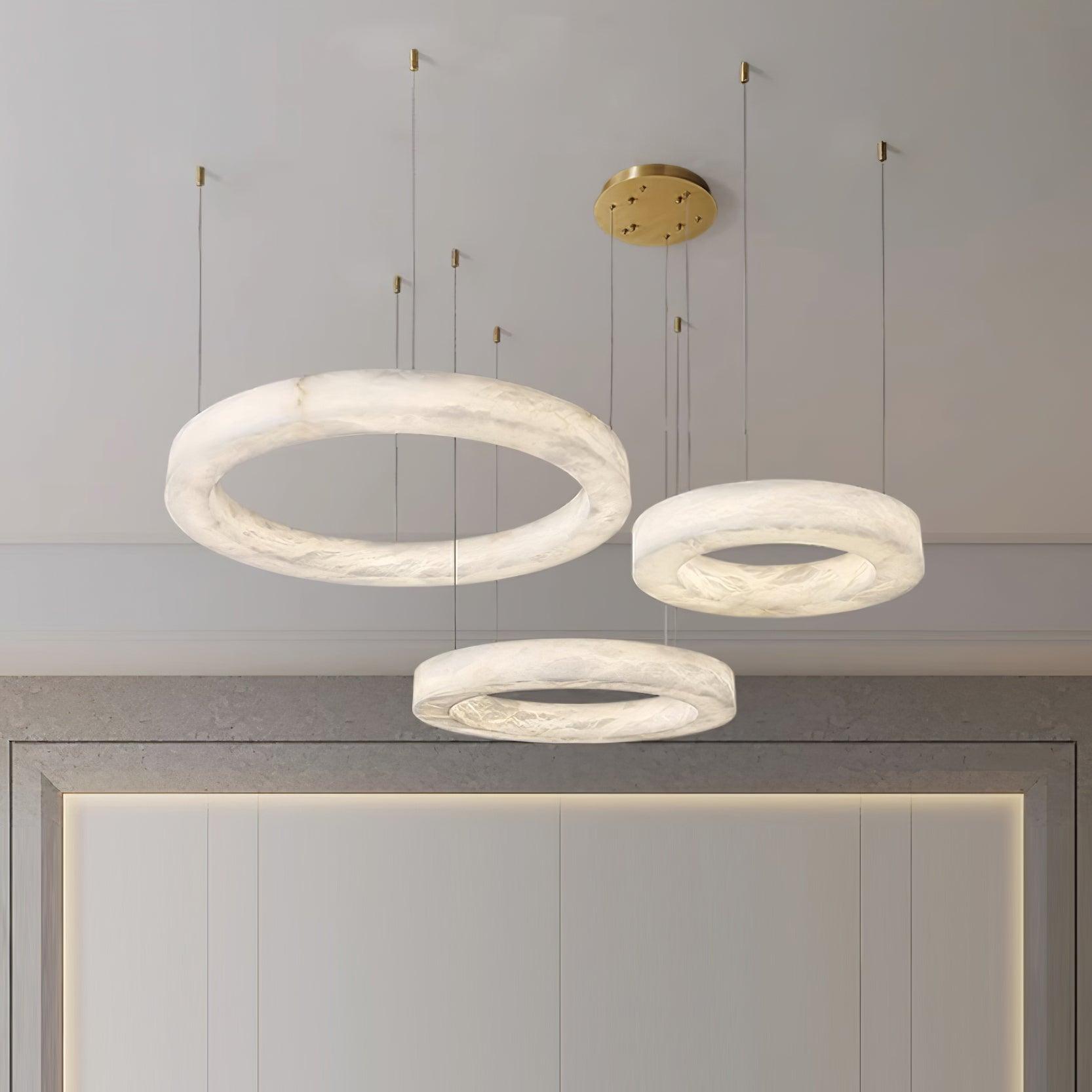 Vaelen Alabaster Multi-Ring Pendant Light-Neutral Decor