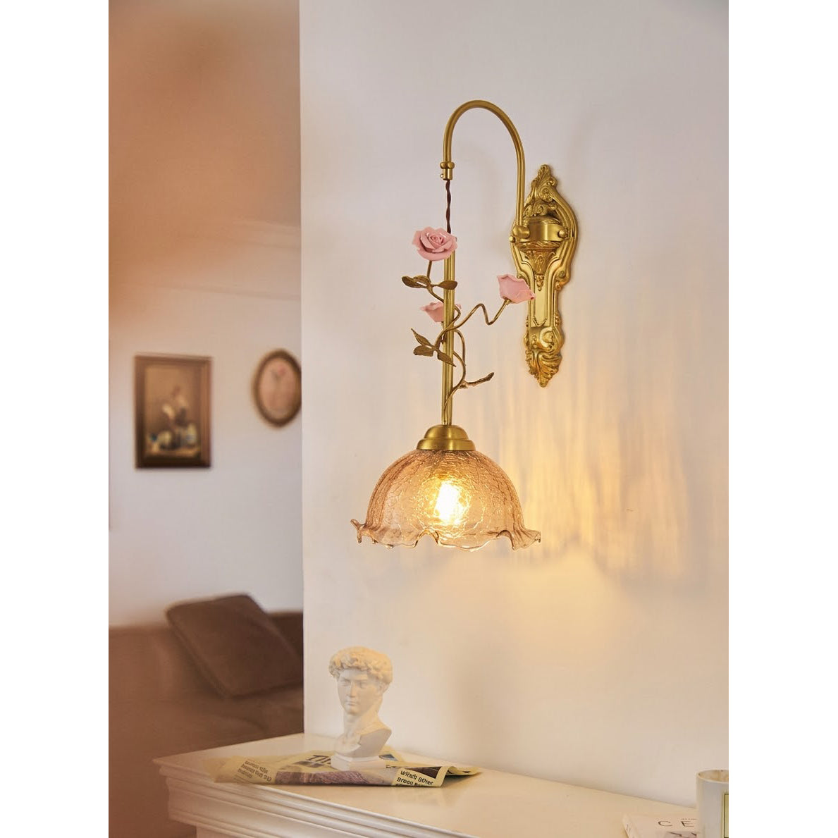 The Marilee Wall Lamp in a cognac finish.