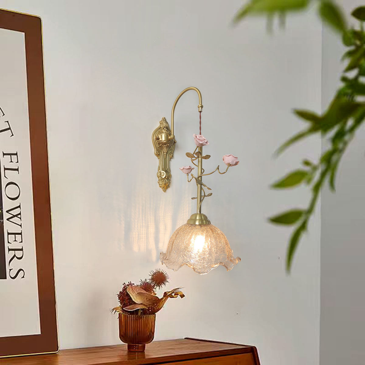 Marilee Wall Lamp shown installed in a modern living room.