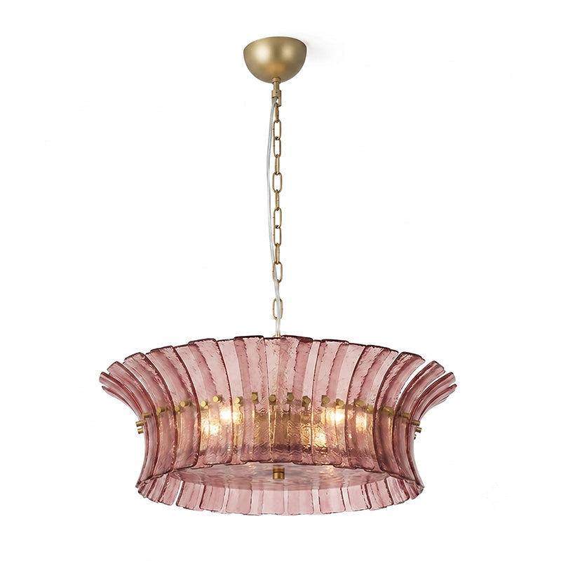 Another view of the Pink Marin Chandelier, unlit.