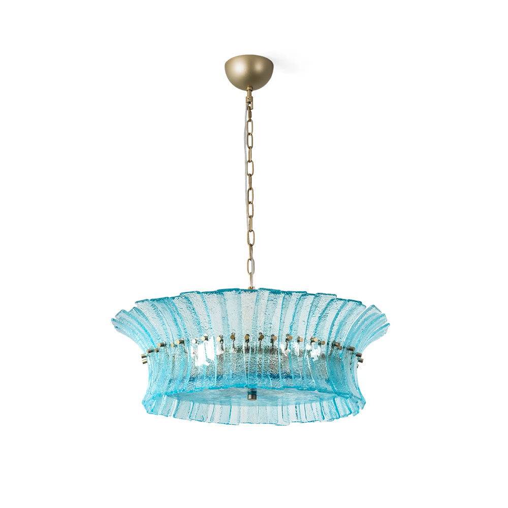 Marin Glass Chandelier in a modern dining room setting.