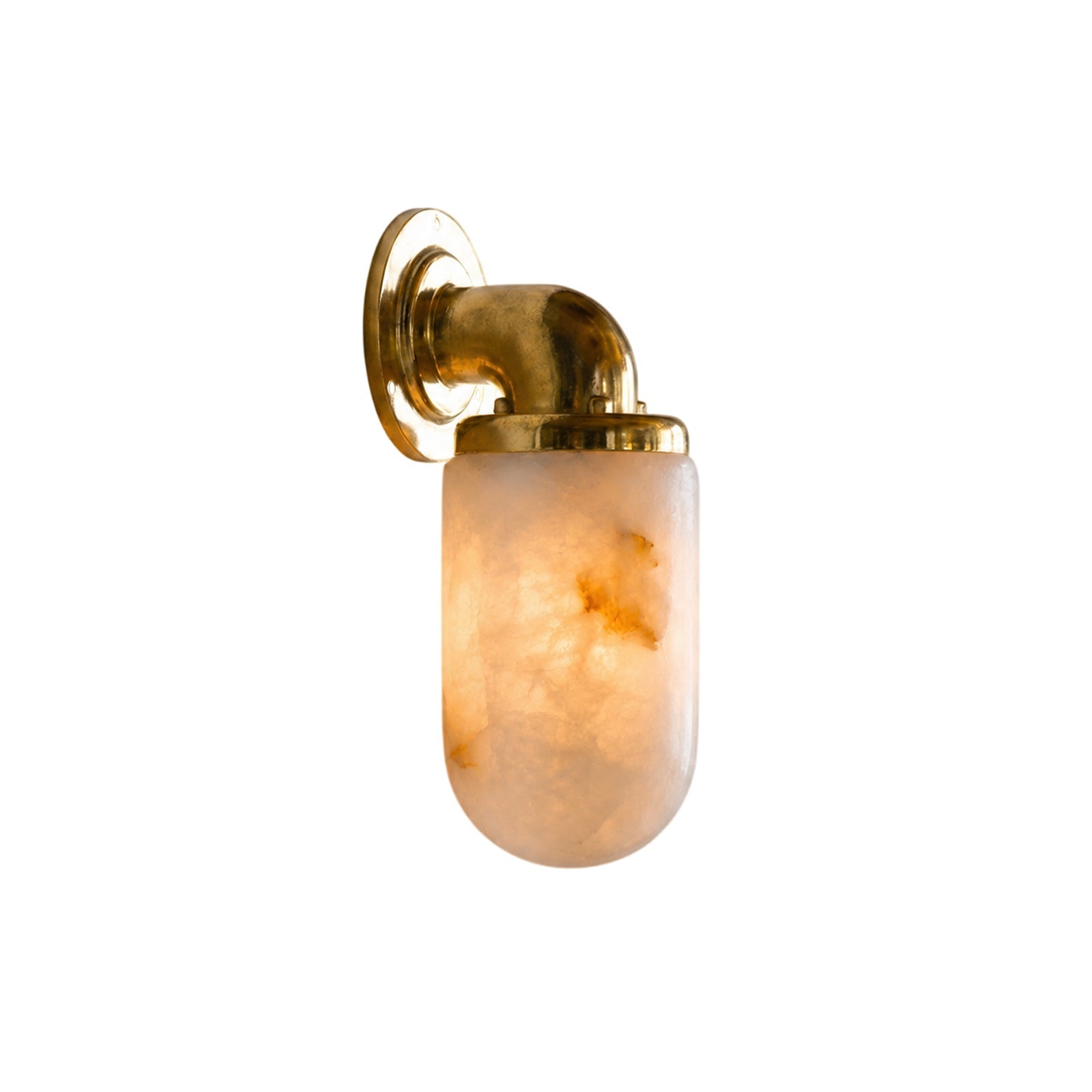 Marine Alabaster Wall Sconce with brass fixture against a neutral wall.