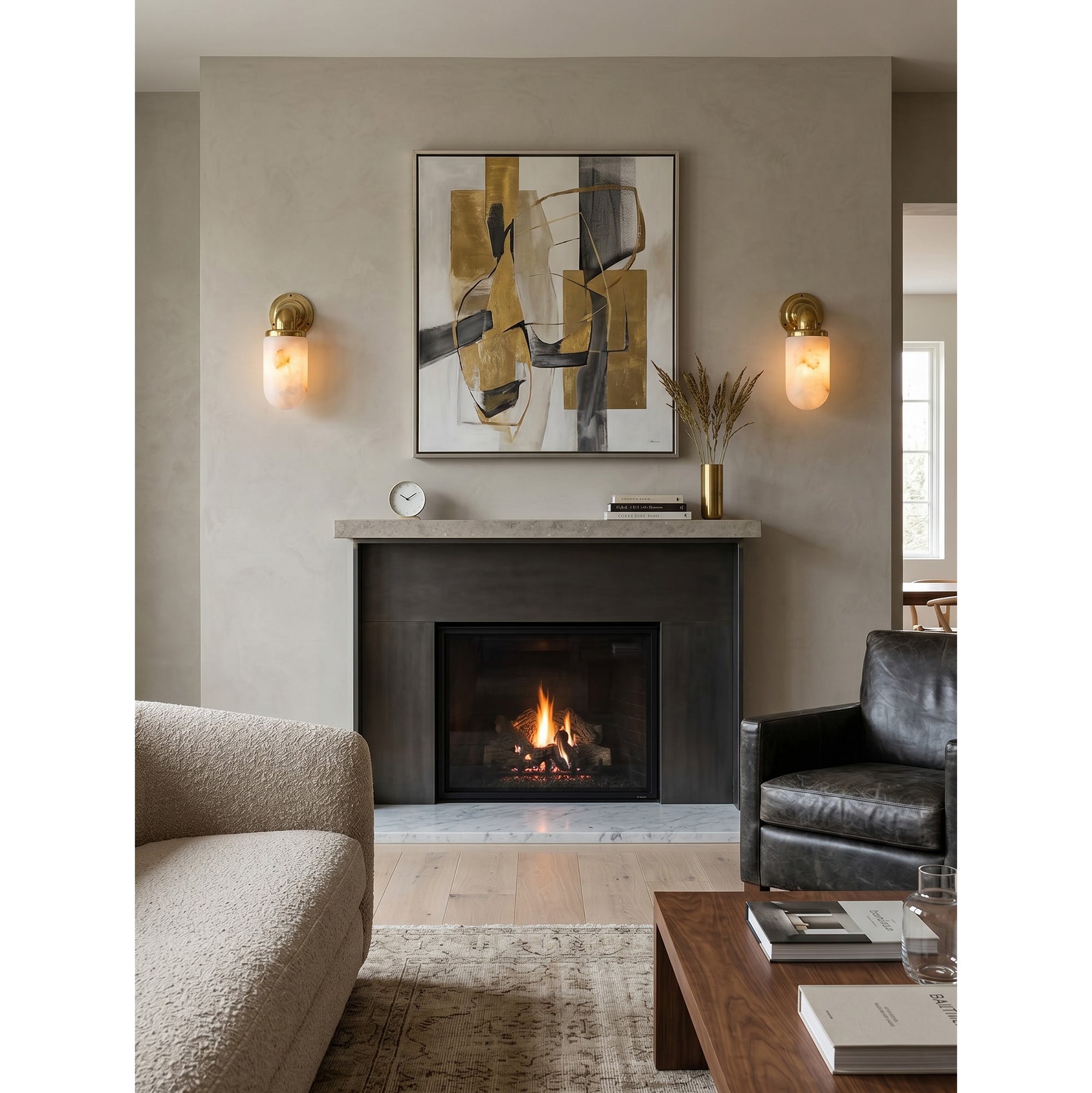 Front view of the unlit Marine Alabaster Wall Sconce.