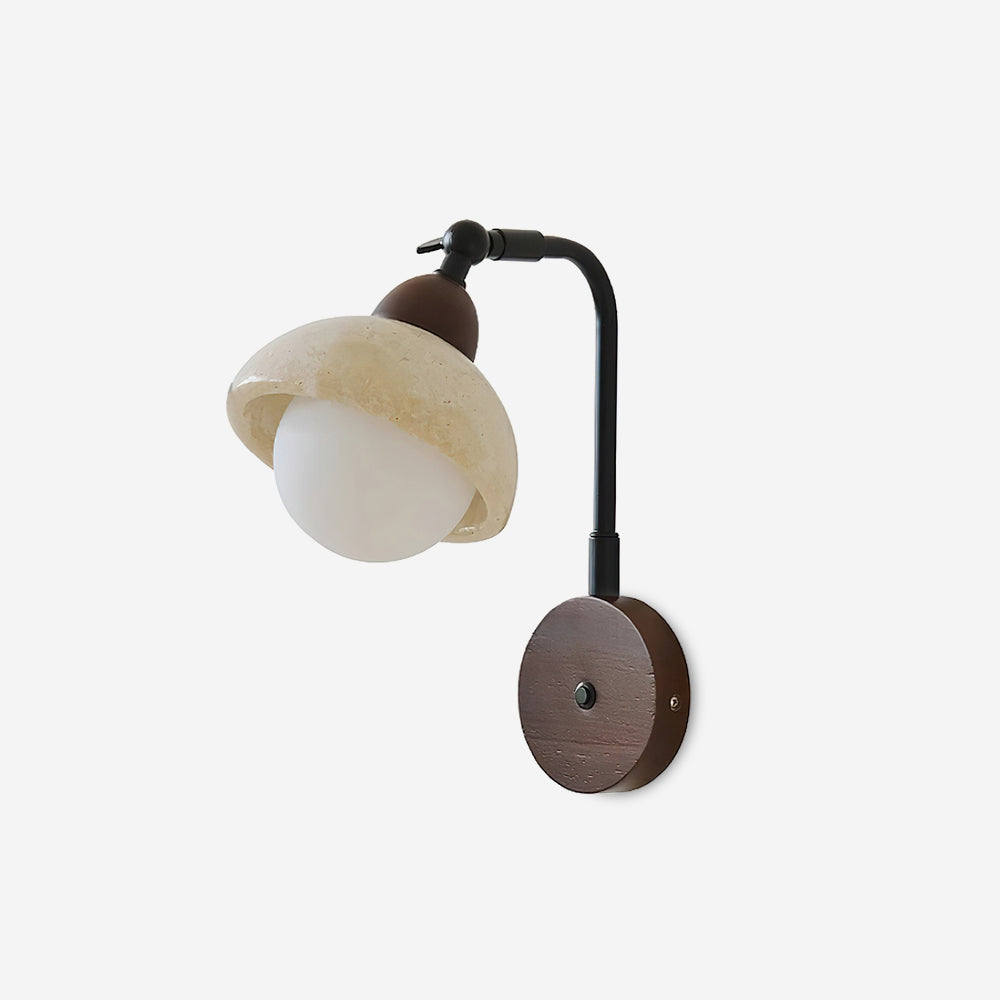 Solaro  Wall Light Travertine White Opalescent Globe