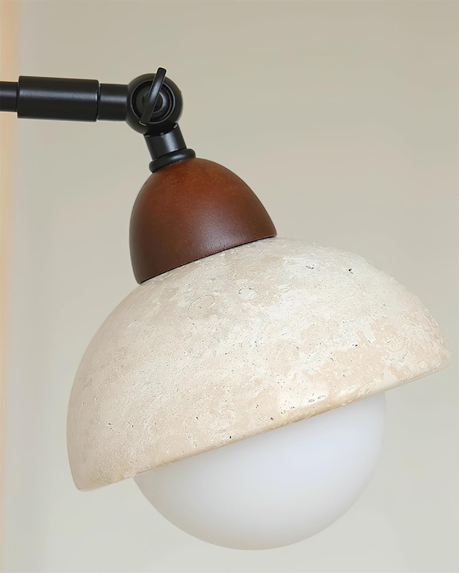 Solaro  Wall Light Travertine White Opalescent Globe
