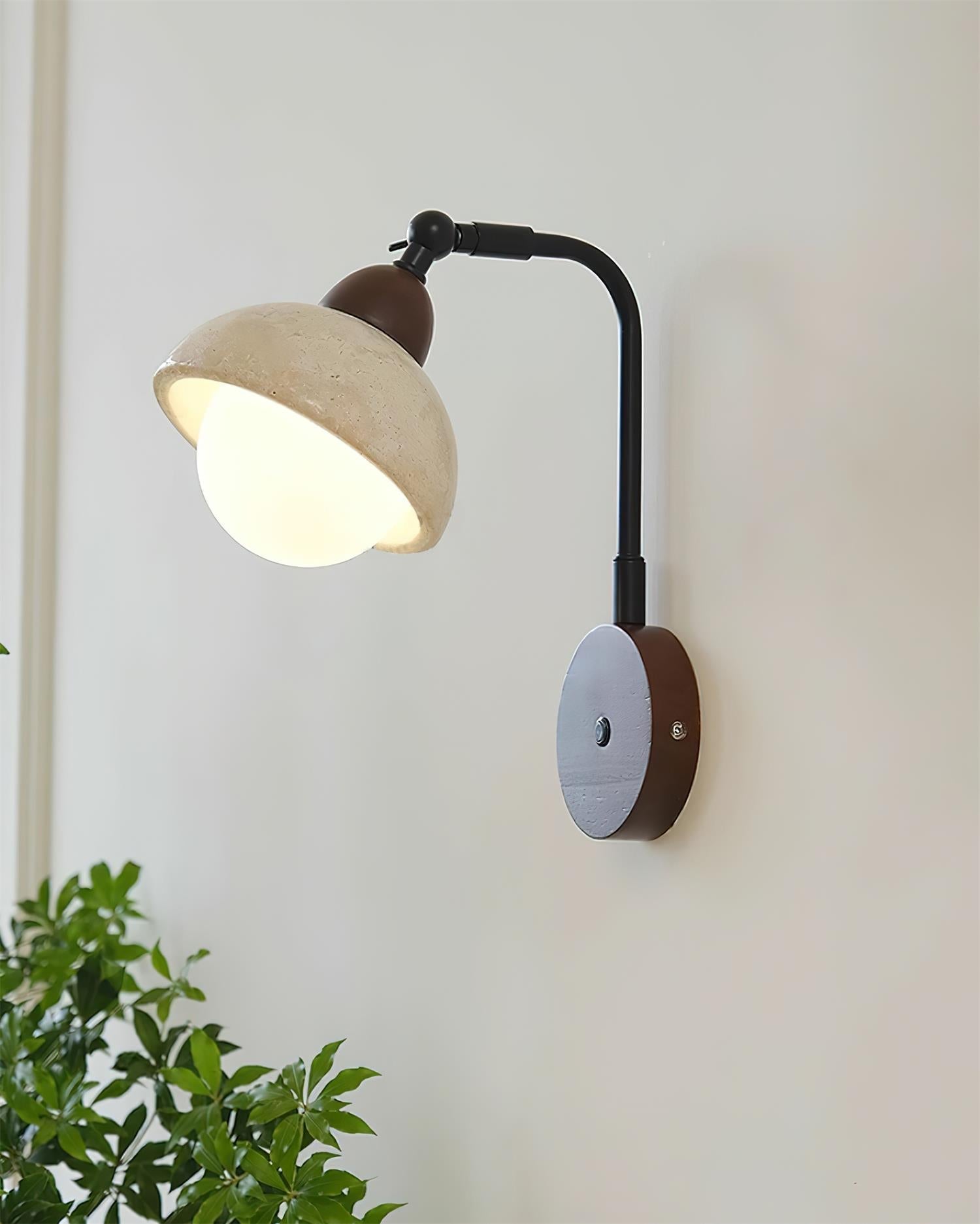 Solaro  Wall Light Travertine White Opalescent Globe