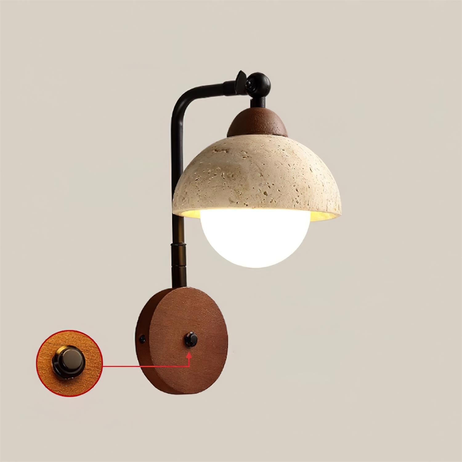 Solaro  Wall Light Travertine White Opalescent Globe