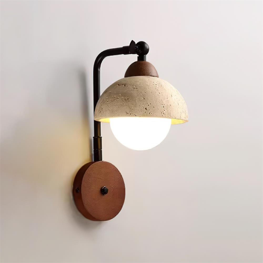 Solaro  Wall Light Travertine White Opalescent Globe