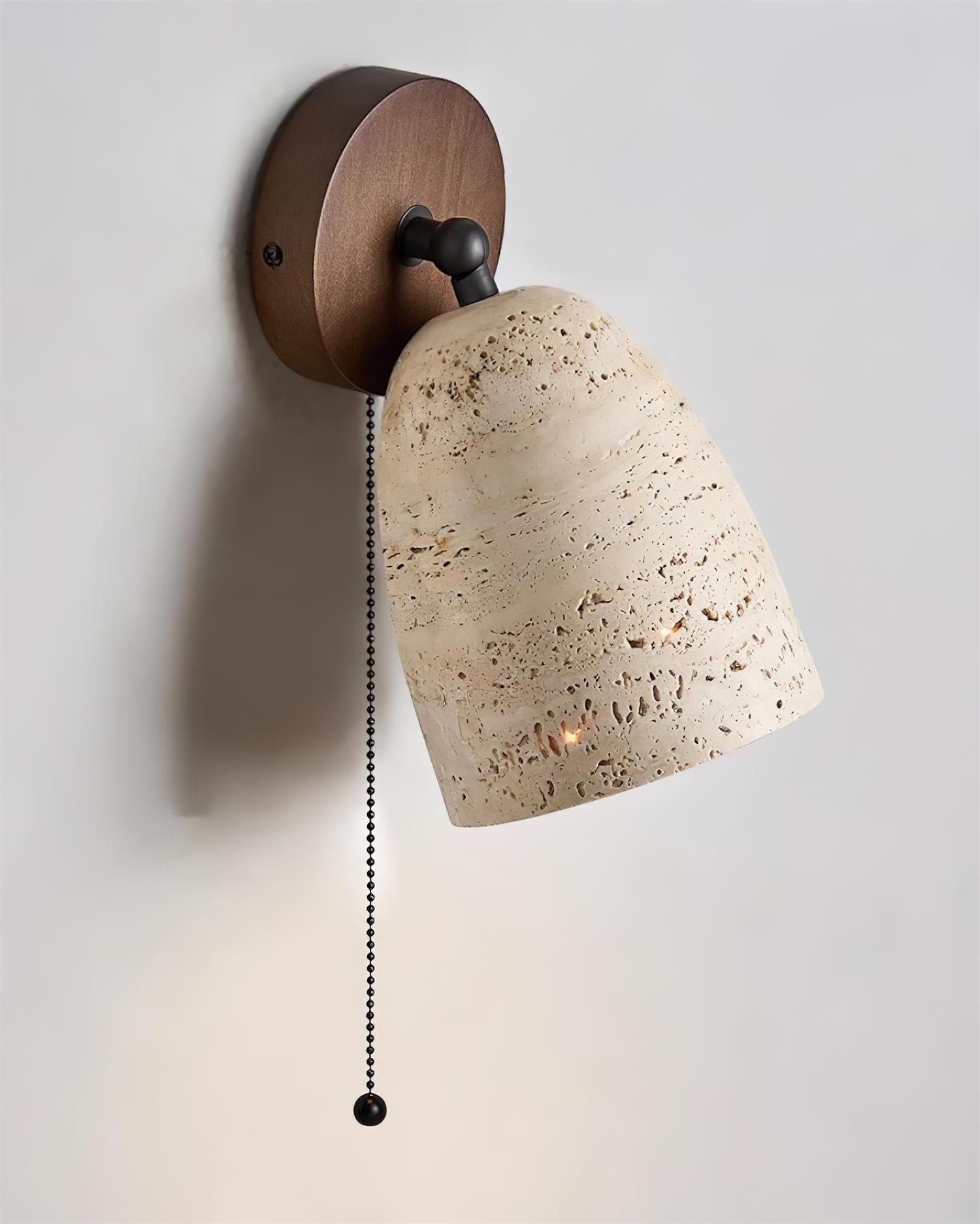 Solen Wall Lamp Travertine with pull chain-Neutral Decor