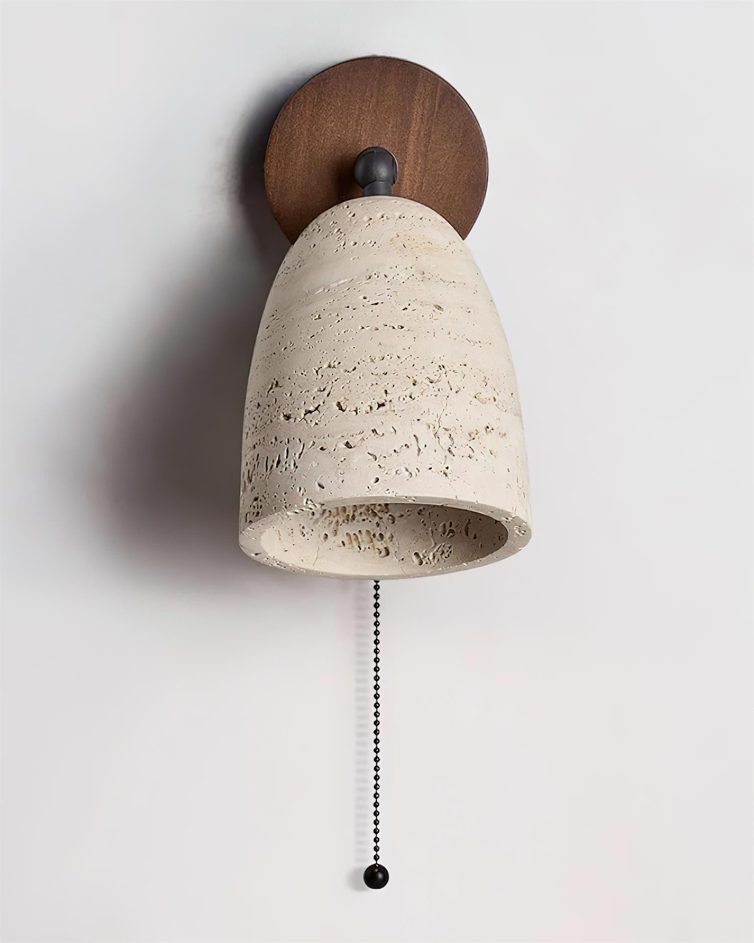 Solen Wall Lamp Travertine with pull chain-Neutral Decor