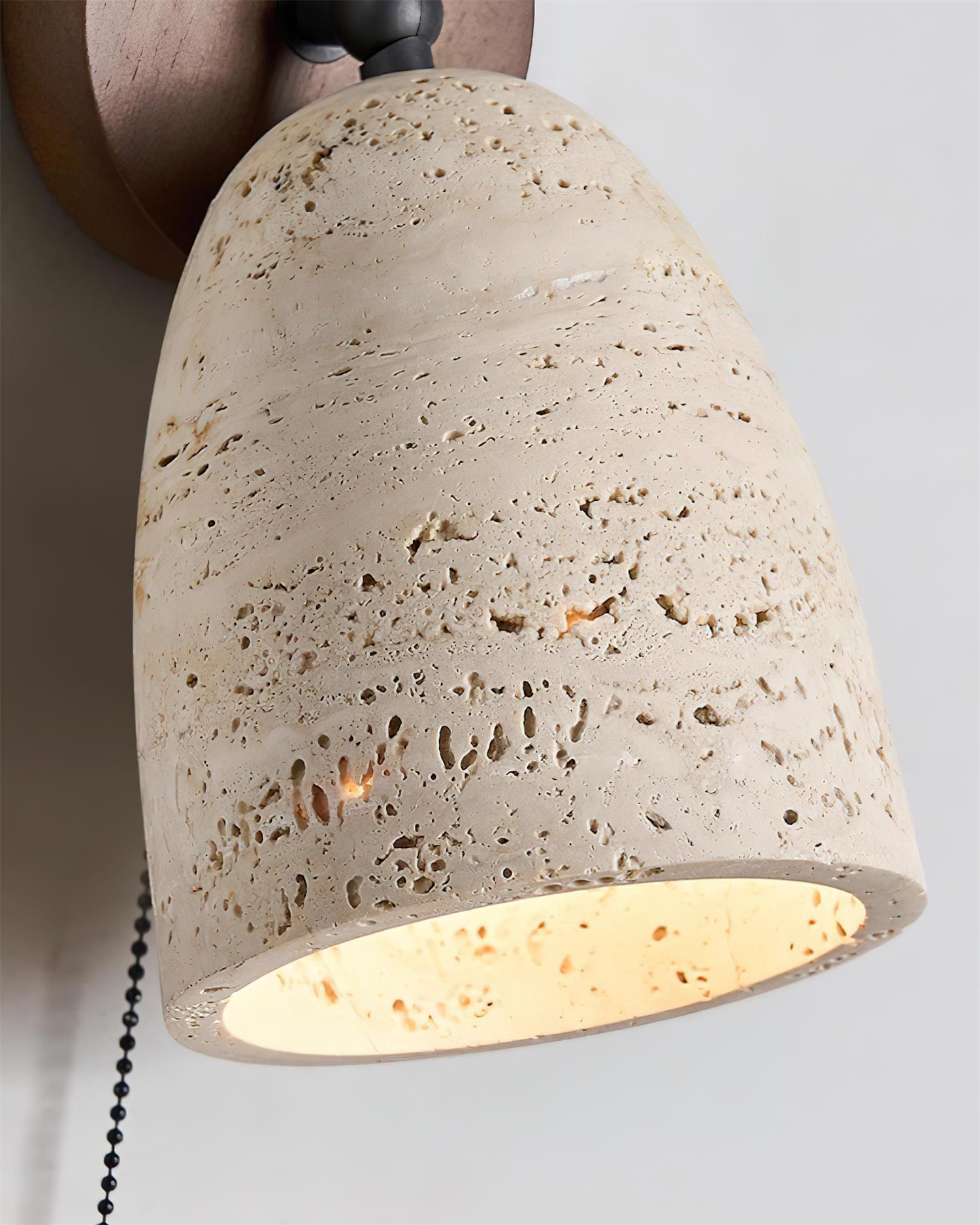 Solaro Wall Lamp Travertine  with pull chain