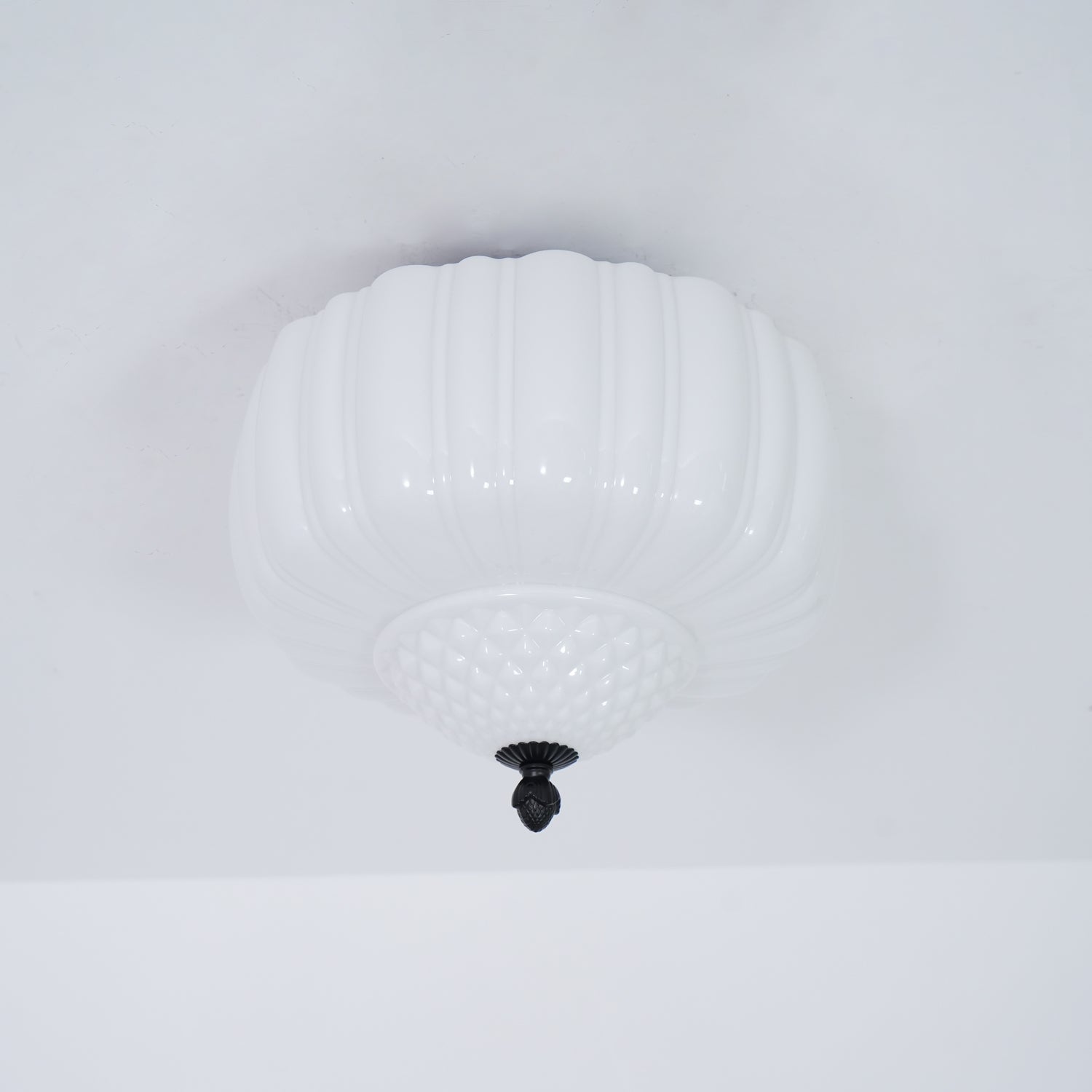 Aveny Ceiling Light Opal Glass Fluted Dome Vintage-Neutral Decor