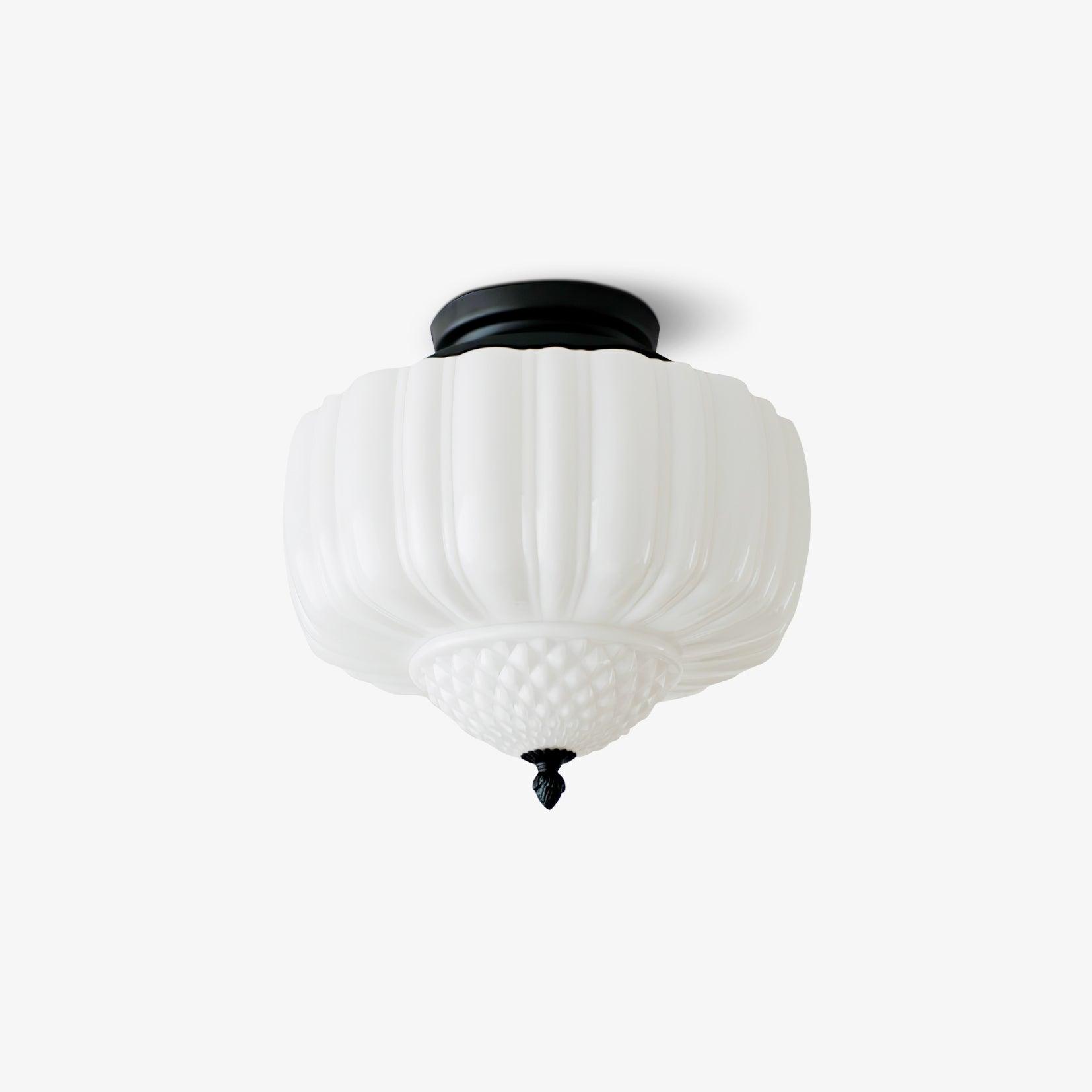 Aveny Ceiling Light Opal Glass Fluted Dome Vintage-Neutral Decor