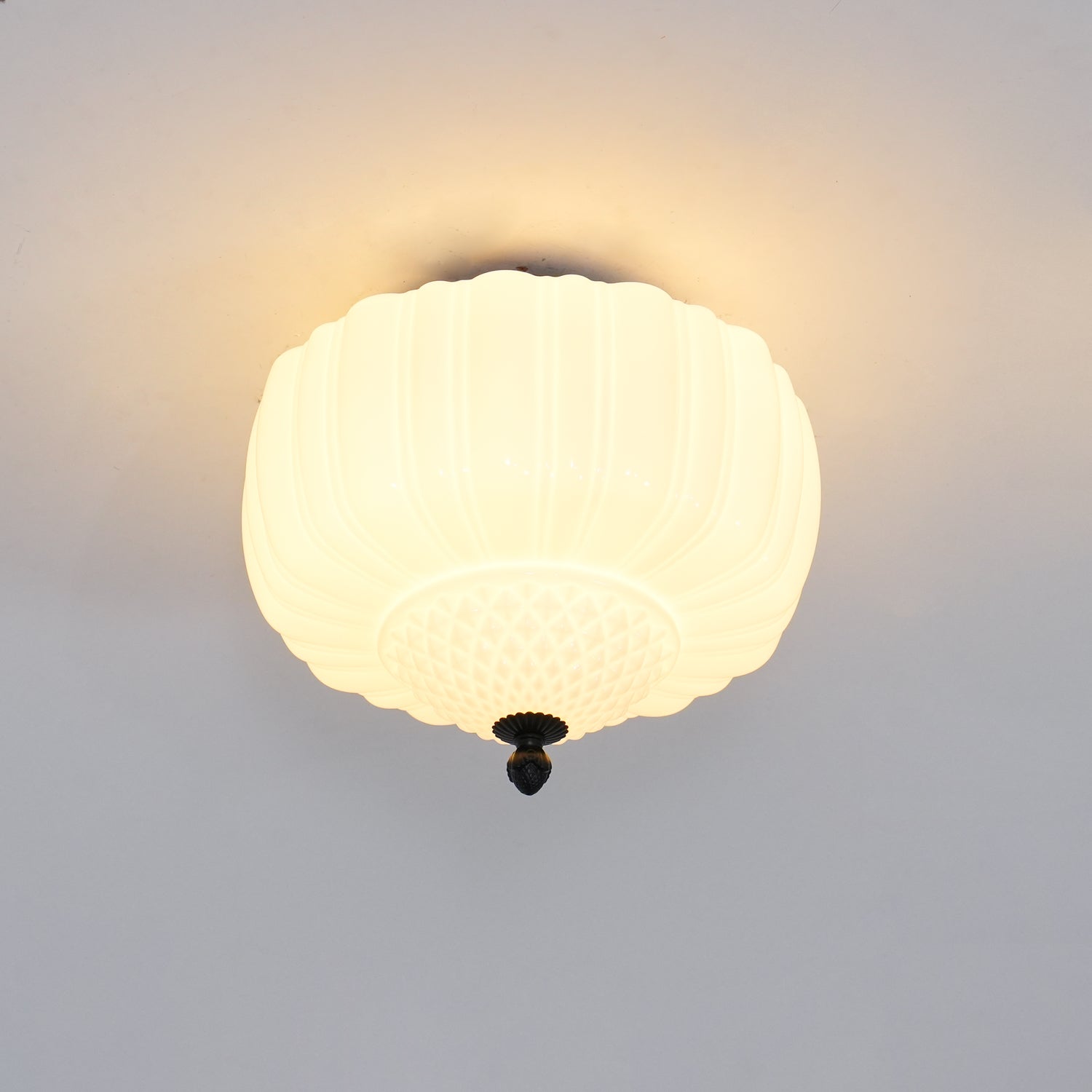 Aveny Ceiling Light Opal Glass Fluted Dome Vintage-Neutral Decor