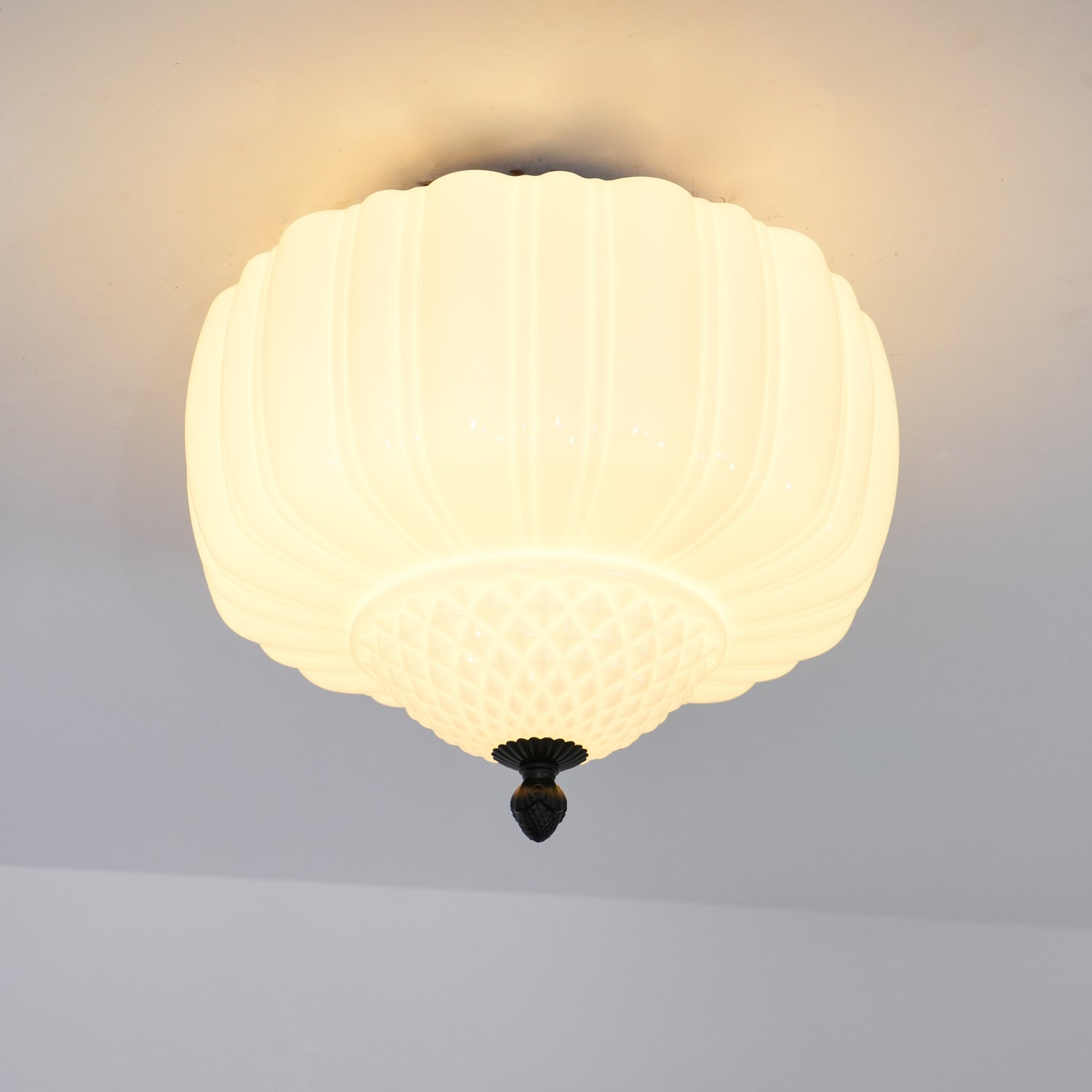 Aveny Ceiling Light Opal Glass Fluted Dome Vintage-Neutral Decor
