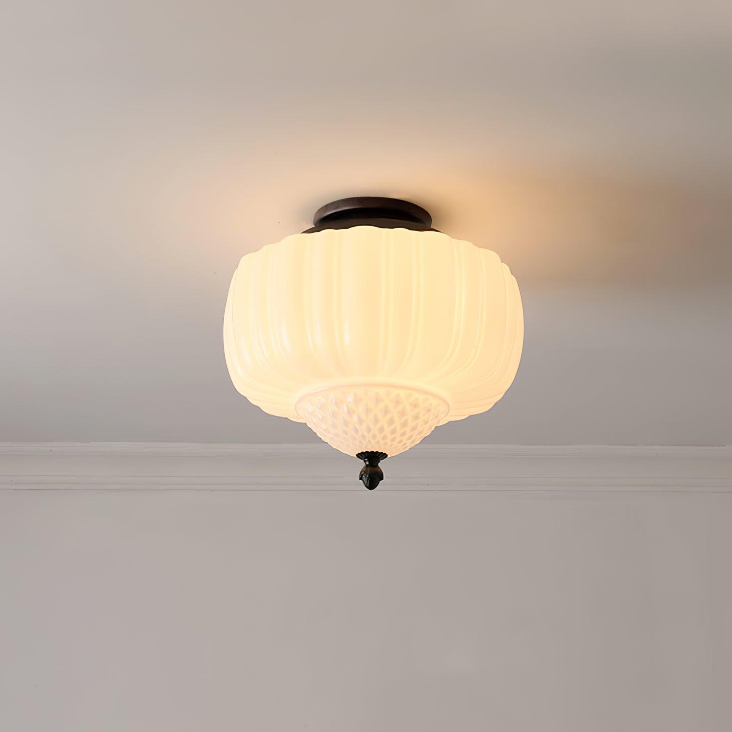 Aveny Ceiling Light Opal Glass Fluted Dome Vintage-Neutral Decor