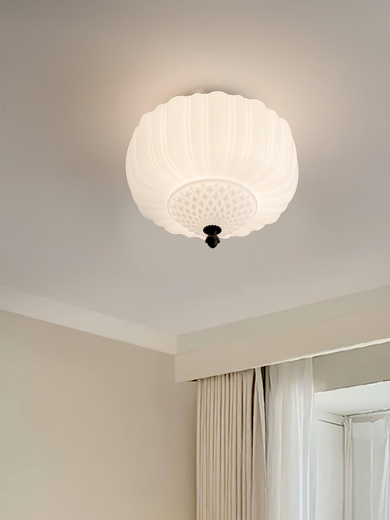 Aveny Ceiling Light Opal Glass Fluted Dome Vintage-Neutral Decor
