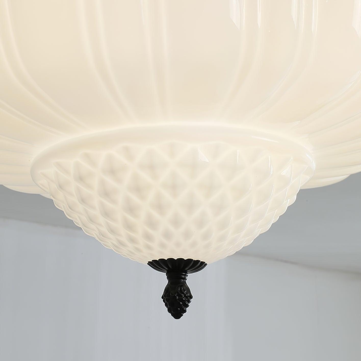 Aveny Ceiling Light Opal Glass Fluted Dome Vintage-Neutral Decor
