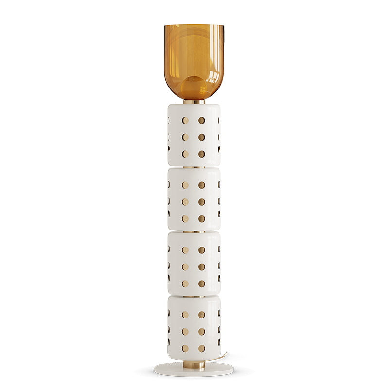 Marlon Floor Lamp in a white glass finish.