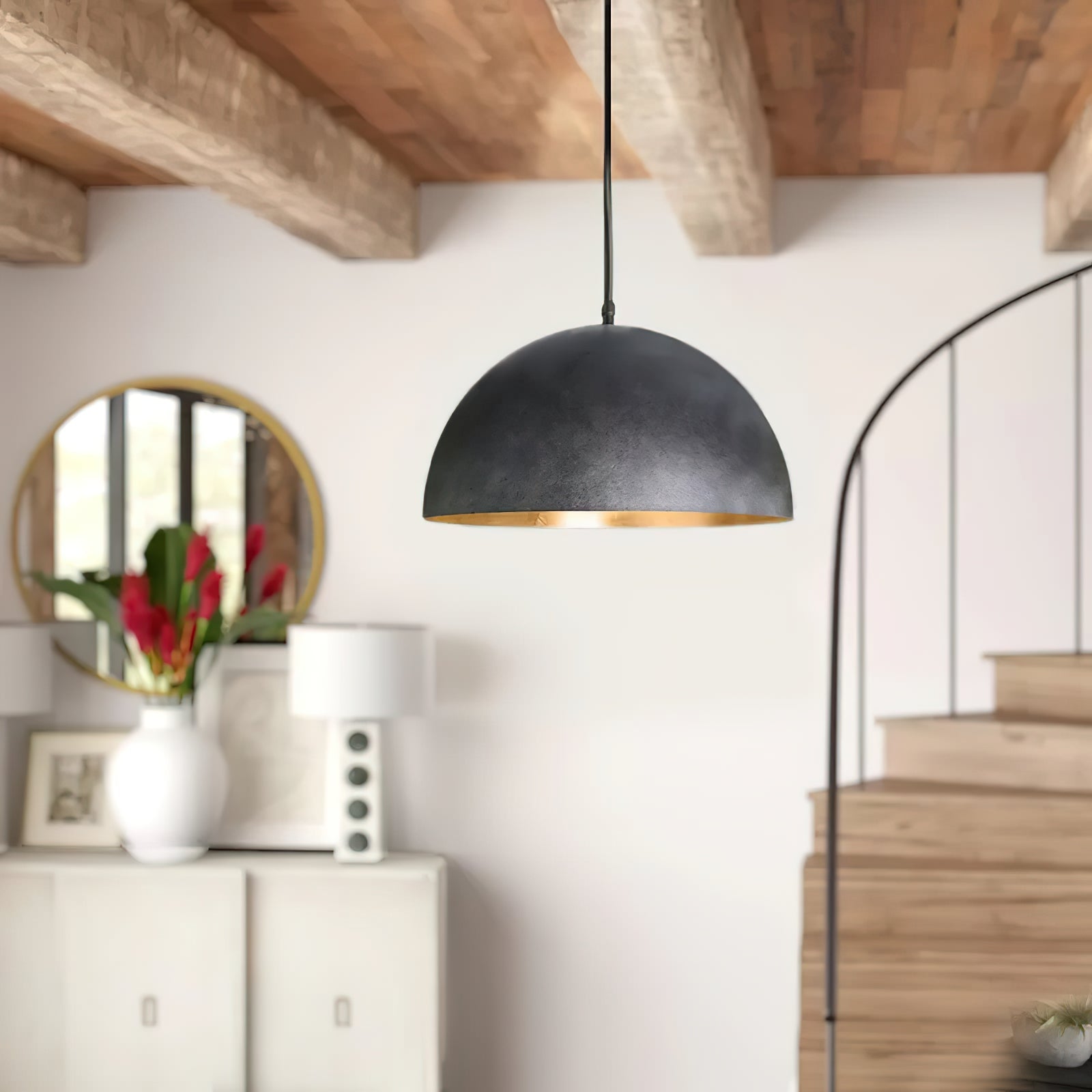 Lustra Pendant Lamp Dome Bowl for Dining Room-Neutral Decor