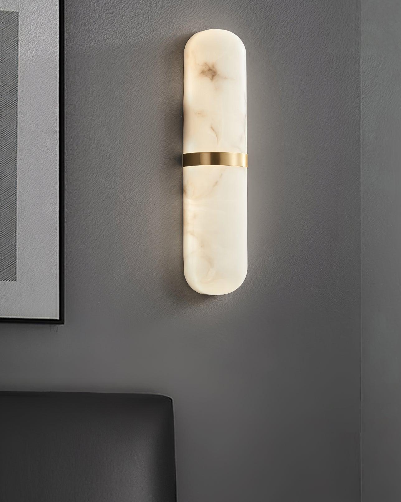Wall Lamp Alabaster Capsule Brass Band