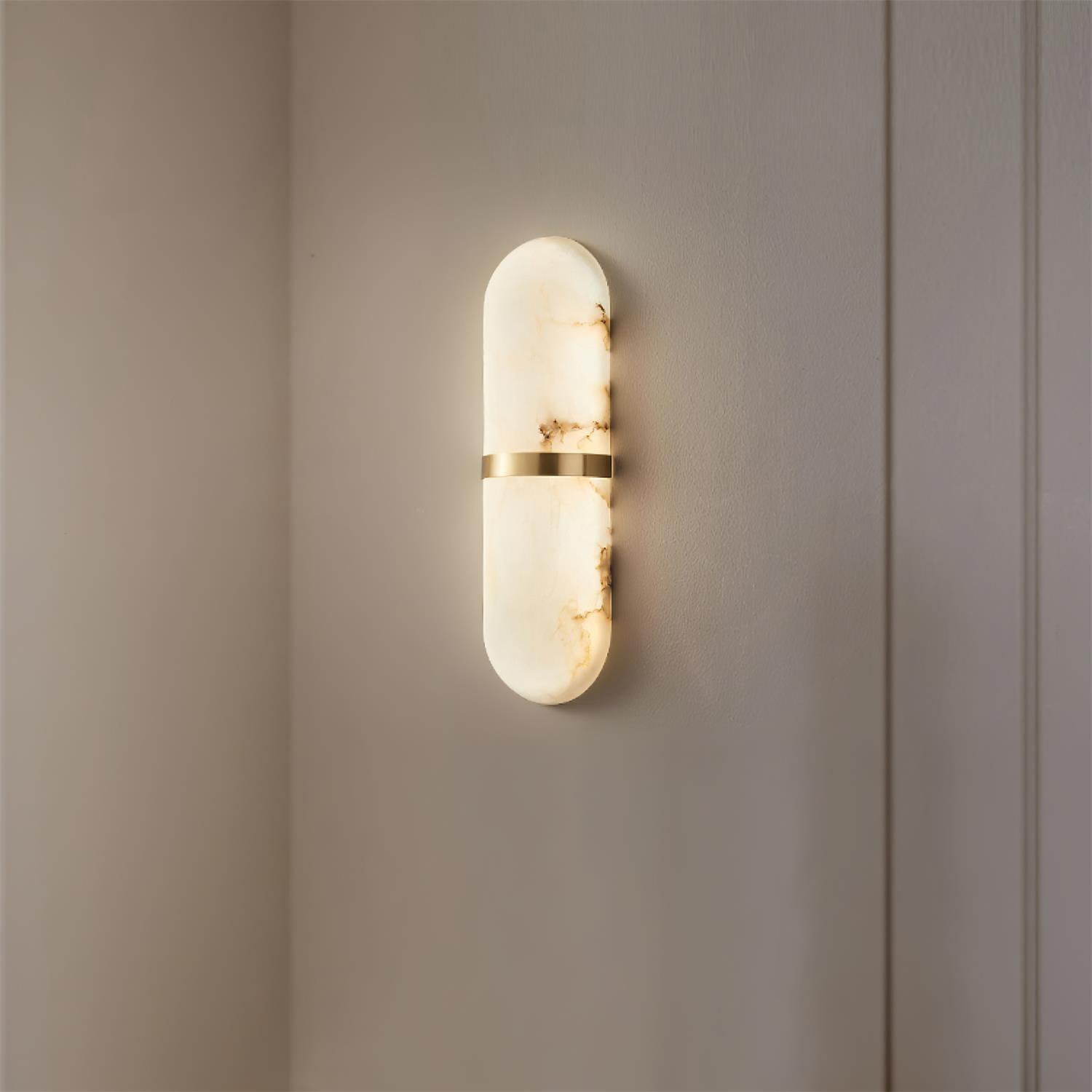 Wall Lamp Alabaster Capsule Brass Band