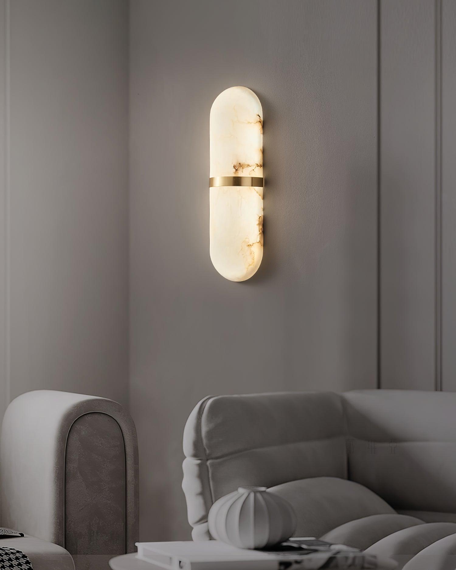 Wall Lamp Alabaster Capsule Brass Band