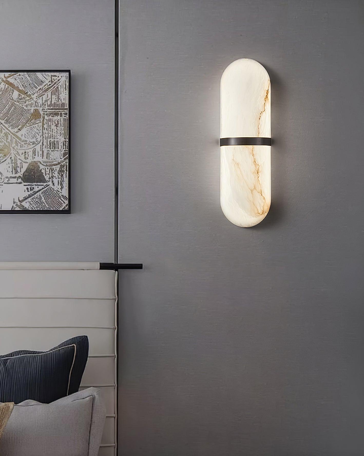Wall Lamp Alabaster Capsule Brass Band