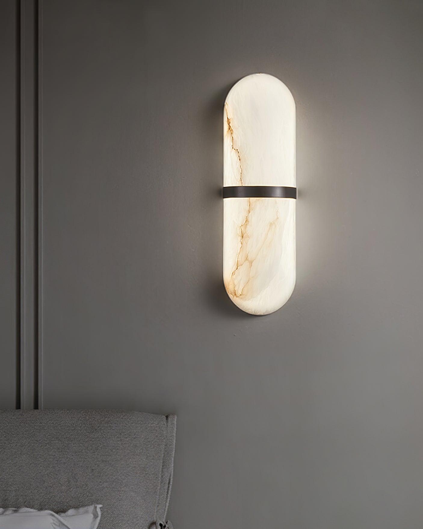 Wall Lamp Alabaster Capsule Brass Band