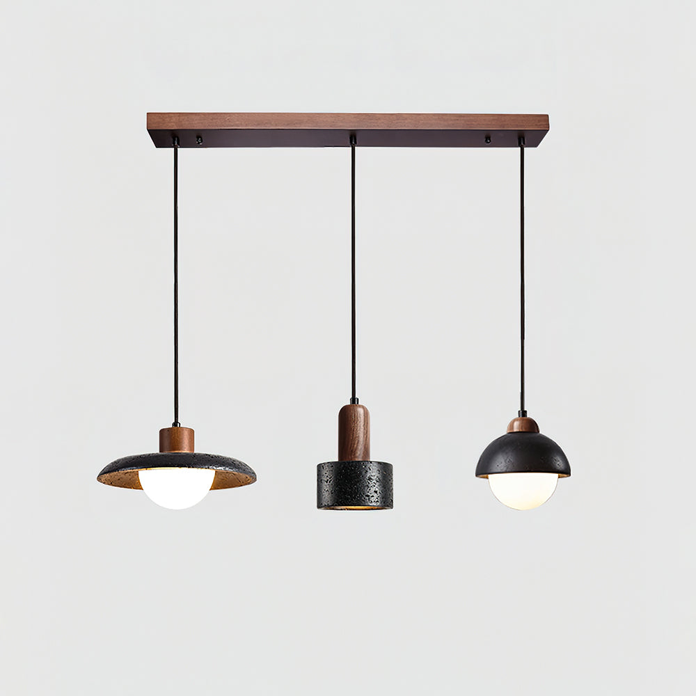 Ritta Black Travertine Pendant Light Set