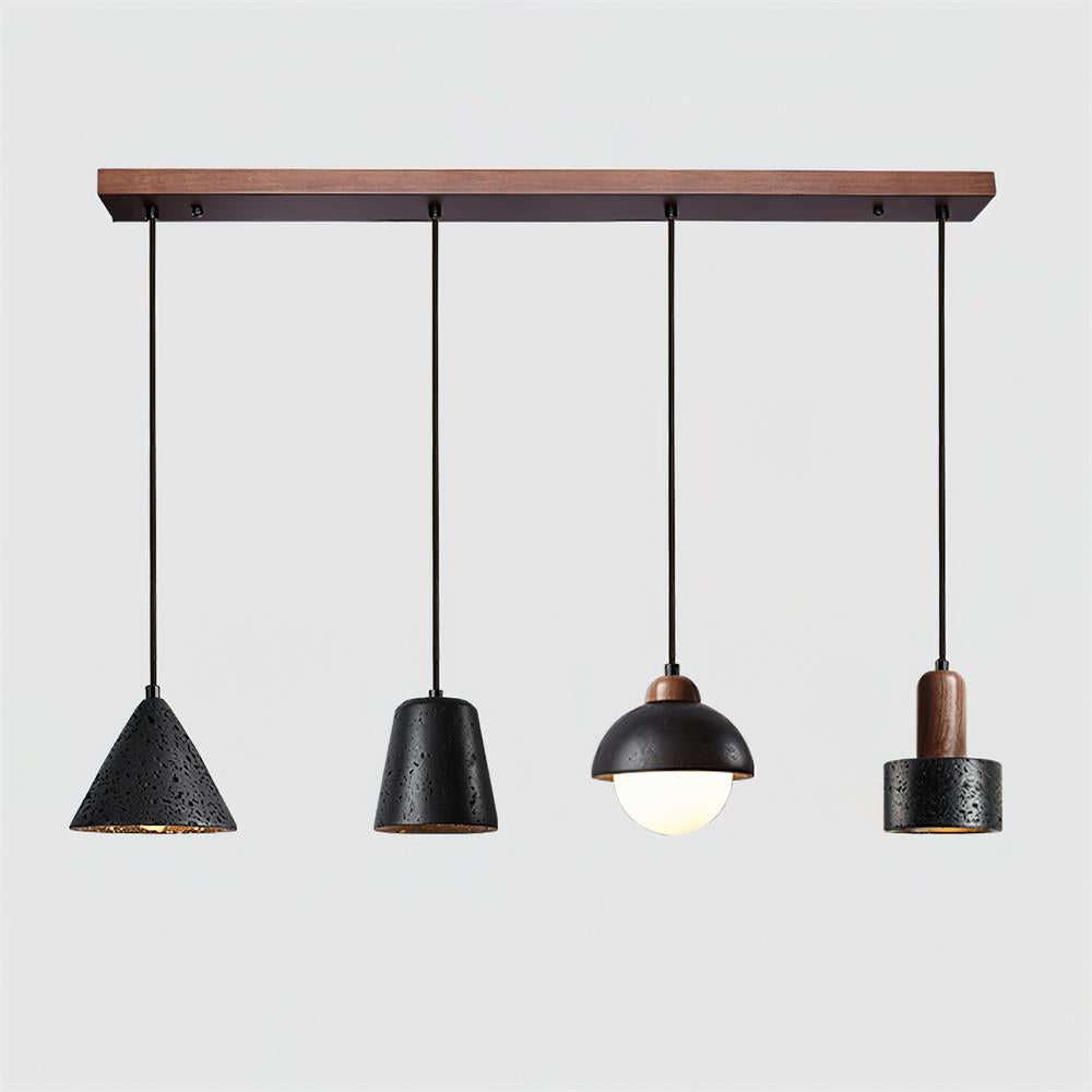 Ritta Black Travertine Pendant Light Set