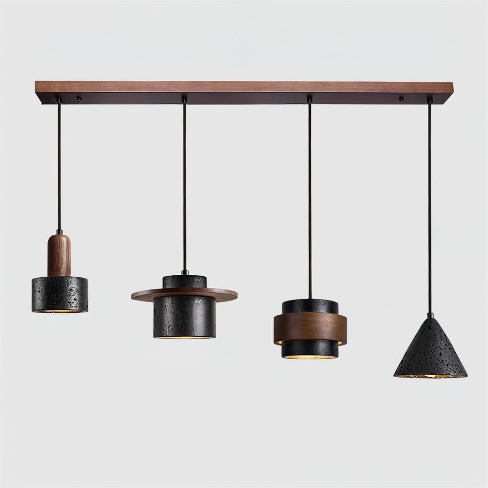 Ritta Black Travertine Pendant Light Set