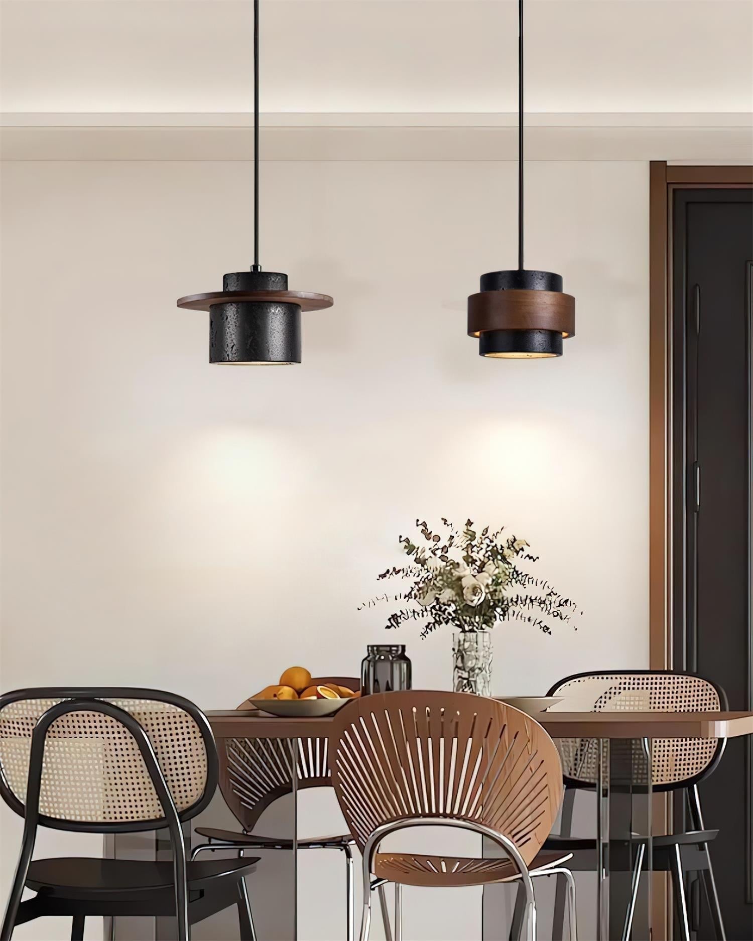 Ritta Black Travertine Pendant Light Set