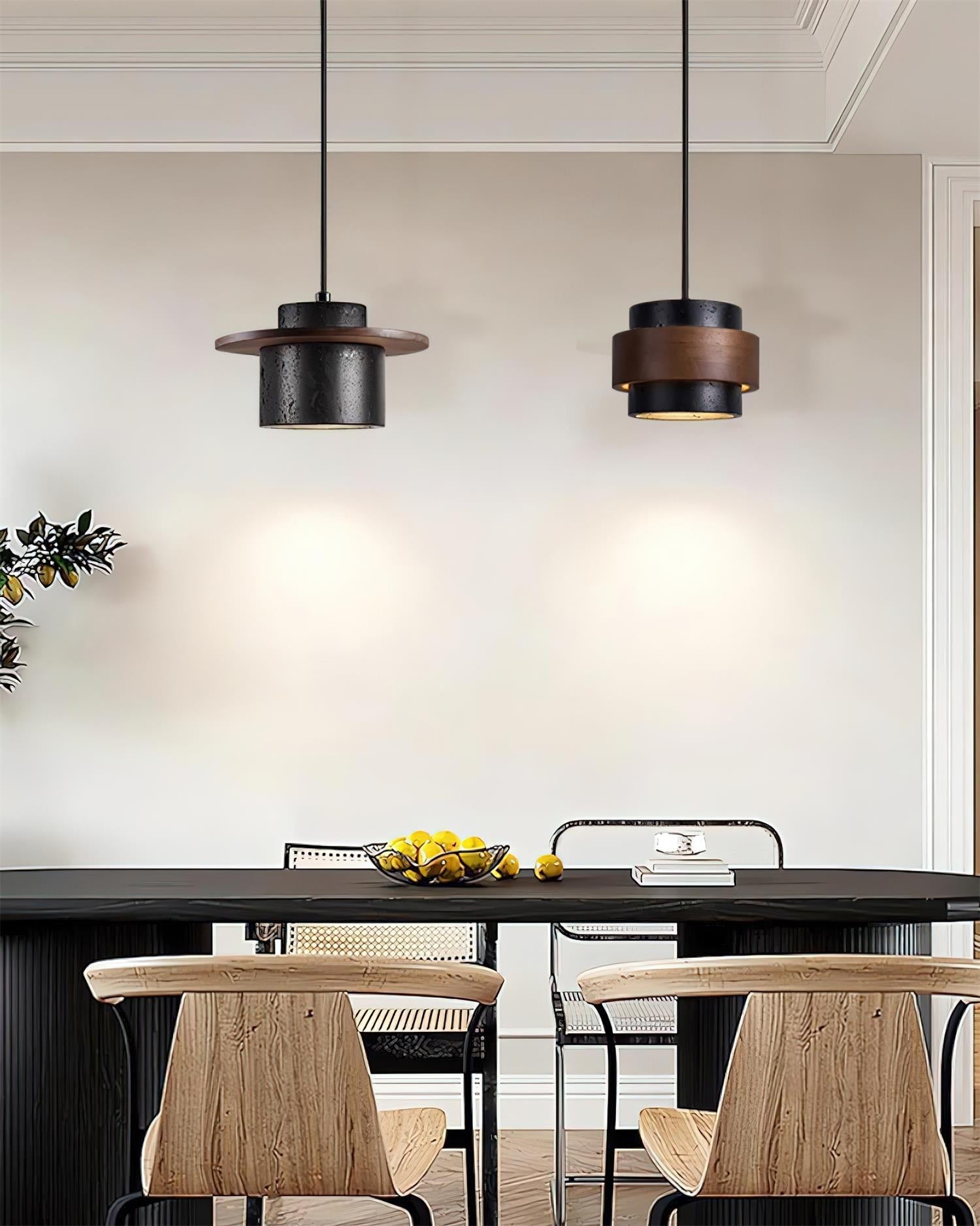 Ritta Black Travertine Pendant Light Set