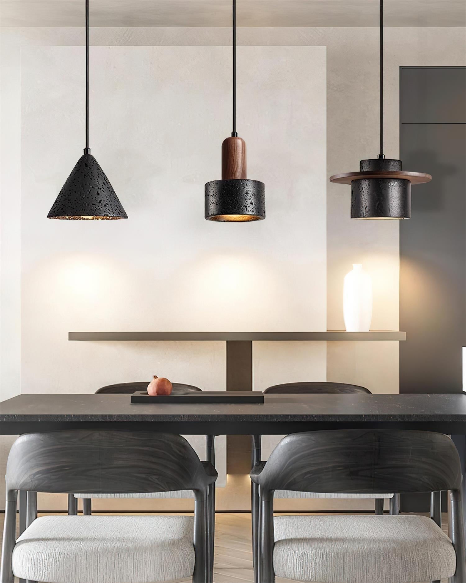 Ritta Black Travertine Pendant Light Set