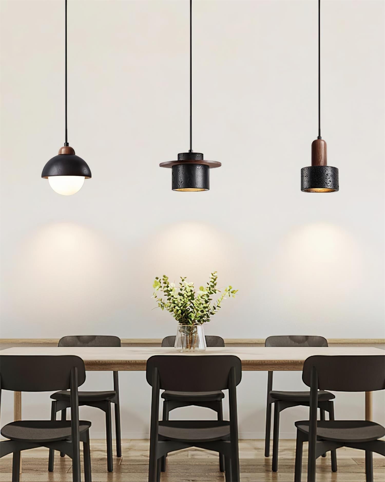 Ritta Black Travertine Pendant Light Set